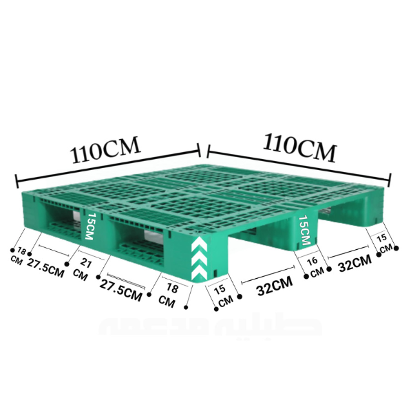 quare plastic pallet dimensions 110x110cm with directional markers