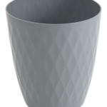 Diamond basket grey plastic container with embossed diamond pattern, suitable as a small waste bin or decorative planter cover