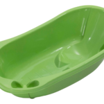 Baby Bath green plastic infant bathtub with ergonomic reclined backrest and molded seat support