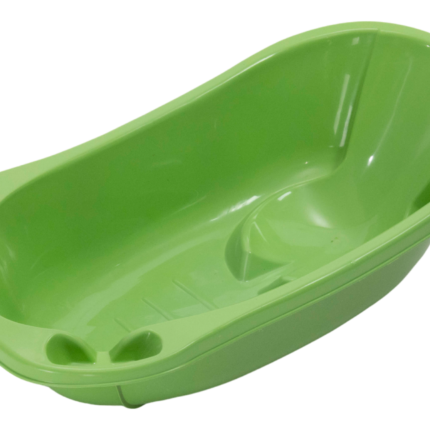 Baby Bath green plastic infant bathtub with ergonomic reclined backrest and molded seat support
