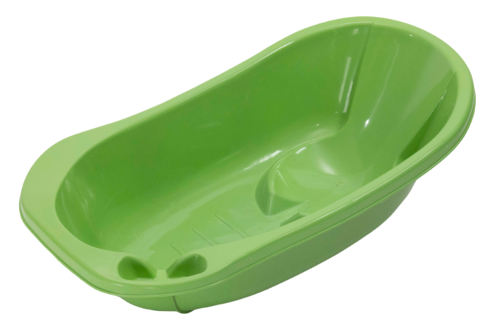 Baby Bath green plastic infant bathtub with ergonomic reclined backrest and molded seat support