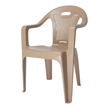 Magic chair in white polypropylene with fan-back design and top handle, lightweight and stackable for indoor/outdoor