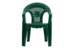 Large children's chair dark green plastic kids armchair with rounded floral backrest and lattice center panel
