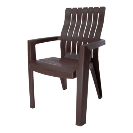 Oasis chair in dark with ergonomic armrests and contemporary design for indoor/outdoor use