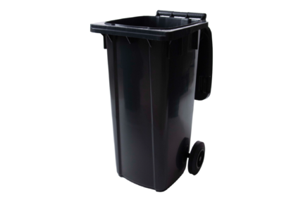 Waste Bin 120 L plastic wheelie bin with hinged lid and two rear wheels, suitable for indoor and outdoor waste collection