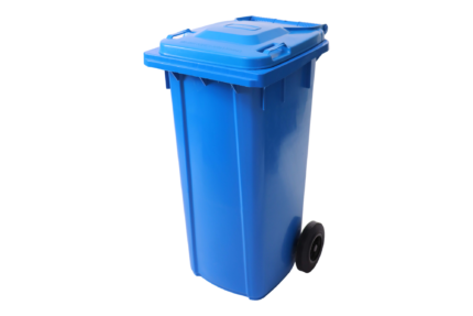 Waste Bin 120 L plastic wheelie bin with hinged lid and two rear wheels, suitable for indoor and outdoor waste collection