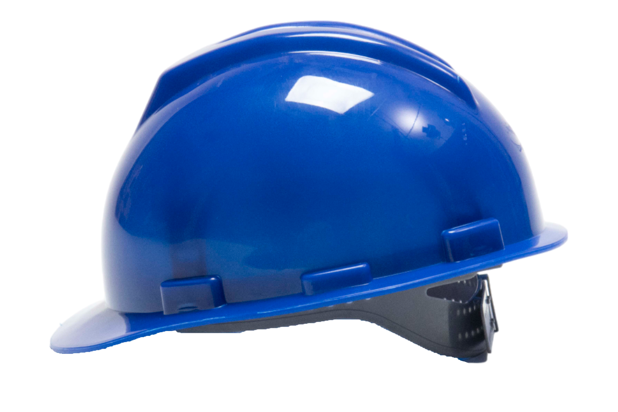 Safety Helmet – Adjustable Construction Hard Hat (Multiple Colours) Safety helmet with adjustable rear strap in yellow and blue high‑impact plastic for construction and industrial use.