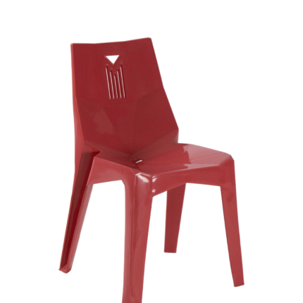 Superstar Kids Chair modern red plastic children’s chair with angular design and triangular back vent