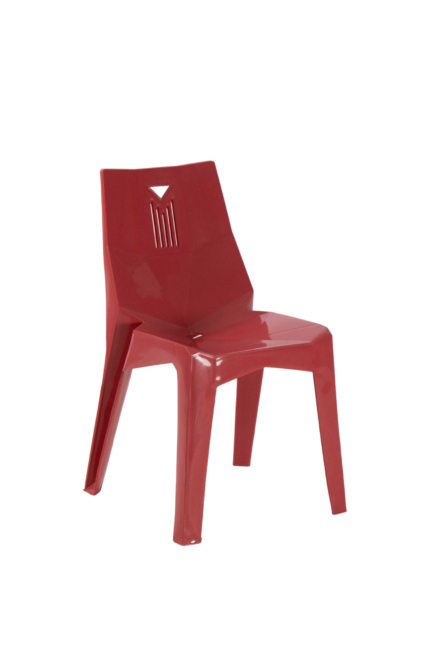 Superstar Kids Chair modern red plastic children’s chair with angular design and triangular back vent