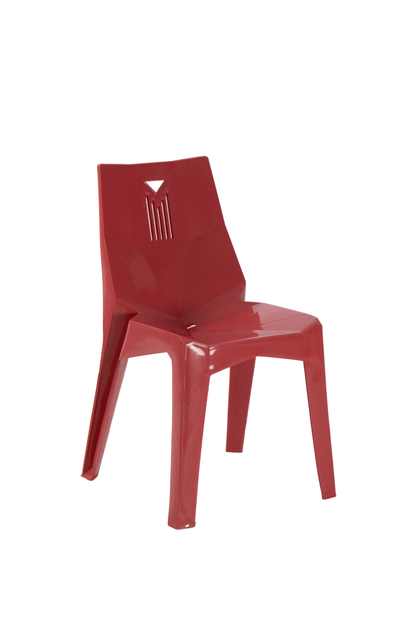 Superstar Kids Chair – Red Modern Plastic Kids Chair Superstar Kids Chair modern red plastic children’s chair with angular design and triangular back vent