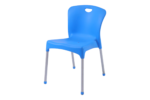 Turkish chair without handle in blue polypropylene with metal legs and top carry hole, stackable for indoor and outdoor seating