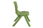 Smile Kids Chair green plastic children’s chair with wide curved backrest, splayed legs, and rear hand hole