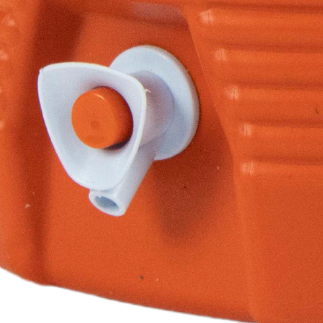 Water Thermos 2 Gallon – Zamzam Insulated Drinking Water Cooler Water-thermos-2-gallon orange Zamzam insulated water cooler with white lid, carry handle, and front tap for drinking water